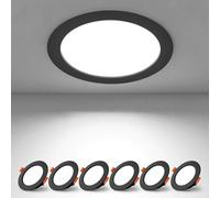 BAGZY Spot LED Encastrables Noir 7W 220V Extra Plats IP44 Blanc Froid 6000K Lot de 6 Spot LED Plafond Découpe 65-75mm, pour Salle de Bain Cuisine Salon Rond Couloir Éclairage（Modèle sans conducteur）