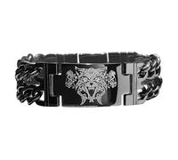 bahamut Bijoux de mythologie nordique en acier inoxydable, bracelet pour homme Fenrir Wolf Viking - Bracelet pour homme à chaîne cubaine noire cool