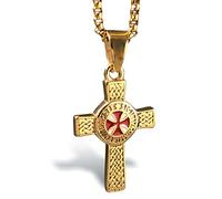 bahamut Collier avec pendentif en forme de croix de templier pour homme en acier inoxydable avec chaîne de 63,5 cm, 1.06 x 1.9 x 25in, Acier inoxydable, Pas de pierre précieuse
