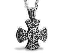 Bahamut Collier avec pendentif en forme de croix et nœud celtique pour homme en acier inoxydable, L, Acier inoxydable, Pas de gemme