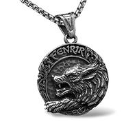 bahamut Collier avec pendentif en forme de croix pour homme en acier inoxydable avec pendentif en forme de croix de Fenrir Valknut Jormungandr Odin Raven Yggdrasill