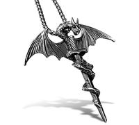 bahamut Collier pour homme avec pendentif en forme d'épée de dragon en acier inoxydable gothique vintage avec chaîne, 25x2.2x2.2inch, Acier inoxydable, Pas de gemme