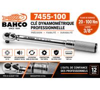 BAHCO 7455-100 ynamométrique 3/8" 20-100 Nm professionnelle