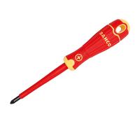BAHCO B142.002.100 Tournevis pour Vis Pozidriv Isolée, Rouge/Jaune, Pz2 x 100 mm