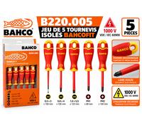 BAHCO B220.005 - Jeu de 5 tournevis isolés BahcoFit