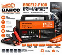 BAHCO BBCE12-F100 - Chargeur Stabilisateur de Batterie 12V 100A Professionnel