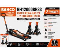 BAHCO BH12000BH33 Cric Hydraulique Extra-Bas 2T + 2 Chandelles 3T Professionnel