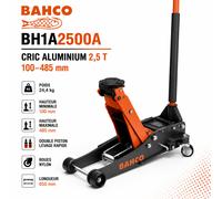 BAHCO BH1A2500A Cric Rouleur Aluminium 2,5T Double Piston Hauteur 100-485mm