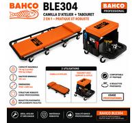 BAHCO BLE304 - Camilla d’atelier avec tabouret et support à outils