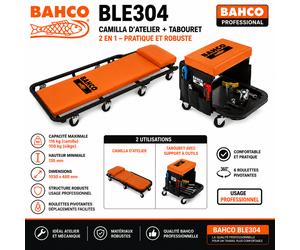 BAHCO BLE304 - Camilla d’atelier avec tabouret et support à outils