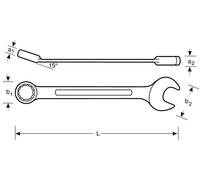 Bahco CLÉ MIXTE PLATE, ANGLE 15°, 19MM, EMBALLAGE LIBRE SERVICE - SB111M-19