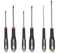 Bahco - Jeu de 6 tournevis ERGO™ pour vis à fente, Phillips et Pozidriv avec poignée en caoutchouc 4 x 100 mm/5,5 x 125 mm - BE-9884