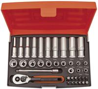 BAHCO Juego Vasos 1/4" Largos 25Pzs, Noir/Rouge.