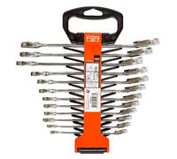 Bahco Jeu de clés mixtes plates à cliquet, 12 pcs, support plastique - 1rm/sh12