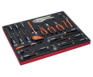 BAHCO Jeu de tournevis/pinces en plateau mousse 3/3 Fit&Go, 23 pièces