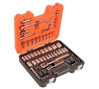 Bahco S800 Jeux de douilles, Multicouleur, 1/2", 1/4", Set de 77 Pièces Argent