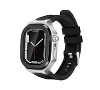 BAHDB Bracelet de montre en acier inoxydable et caoutchouc, pour Apple Watch Series 9 8 7 6 5 4 SE 45 mm 42 mm 44 mm Cadre en métal Modification Business Casual Style
