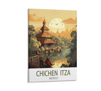 BaHeLs Chichen Itza Mexico Poster vintage de voyage sur toile pour décoration murale salon, chambre à coucher 20 x 30 cm