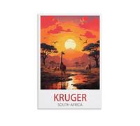 BaHeLs Kruger Poster vintage de voyage Afrique du Sud, coucher de soleil, 20 x 30 cm, décoration murale pour salon, chambre à coucher