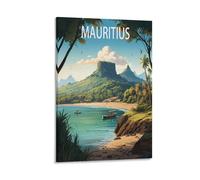 BaHeLs Poster de voyage vintage de l'île Maurice sur toile pour décoration murale salon, chambre à coucher 20 x 30 cm