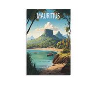 BaHeLs Poster de voyage vintage de l'île Maurice sur toile pour décoration murale salon, chambre à coucher 20 x 30 cm