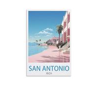 BaHeLs Poster de voyage vintage San Antonio Ibiza Laek 30 x 45 cm pour décoration murale de salon, chambre à coucher
