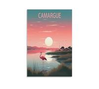BaHeLs Poster vintage de voyage Camargue France coucher de soleil - 20 x 30 cm - Décoration murale pour salon, chambre à coucher