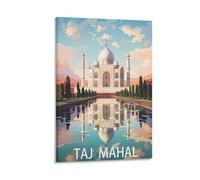 BaHeLs Taj Mahal Affiche de voyage vintage indienne 20 x 30 cm Impression sur toile pour décoration murale salon chambre à coucher