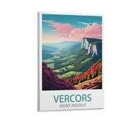 BaHeLs Vercors Poster de voyage vintage Mont Aiguille 20 x 30 cm Impression sur toile pour décoration murale salon chambre à coucher