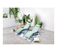 CONCEPT USINE - Lot de 2 Transats Ajustables et Empilables | Bain De Soleil Chaise Longue d'Extérieur Confortable | Bahia Vert Pastel| Textilène | Réglable 6 Positions | Jardin Terrasse Plage Piscine