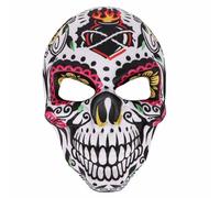 BAHJKASD Masque classique mexicain Jour des morts Masque d'Halloween Tête de mort Masque Halloween Accessoire de costume pour homme et femme