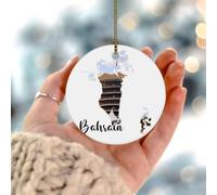 Bahreïn Ornements à suspendre Thème Voyage Historique Sites architecturaux Rond Ornement Arbre de Noël Ornement Céramique Élégant Paysage urbain Image Illustration Œuvre d'art Boule de Noël