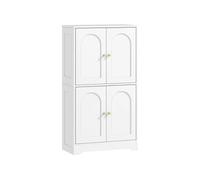 HOMCOM Buffet Cuisine, Meuble Cuisine Rangement, Meuble de Rangement, vaisselier Moderne avec 4 Portes cintrées et 2 étagères réglables, pour Salle à Manger, Salon, 60 x 30 x 110 cm, Blanc