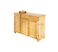 Bahut Bas 3 Portes Vernis Naturel, Dim : 43 x 130 x 87 cm --