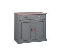 Bahut bas en pin massif fonce et gris - L.80 x H.86 x P.45 cm --
