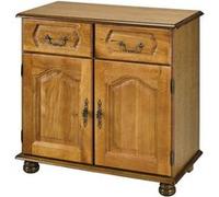 Bahut Chêne Rustique 2 Portes 2 Tiroirs 2 Niches L 82 H 77 P 41 cm - L 82.4 x l 41 x H 77.2 cm marron G