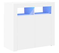 Bahut,Commode - Armoire de stockage,Pour cuisine/salon,Buffet Bas avec lumières LED Blanc 80x35x75 cm@EU63738486