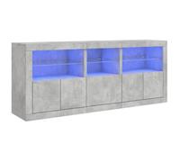 Bahut,Commode - Armoire de stockage,Pour cuisine/salon,Buffet Bas avec lumières LED gris béton 162x37x67 cm@EU83643473