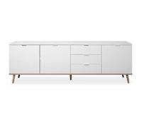 Bahut - Décor chêne et blanc - Scandinave - GOTEBORG - L 200 cm