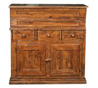 Bahut En Bois Massif De Tilleul Finition Noyer L100xpr55xh101 Cm Multicolore