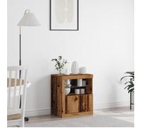 Bahut en bois massif - vidaXL - Fini vintage - Grand rangement - 2 portes - Étagère en verre
