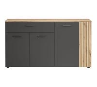 Bahut - Esteban - En panneaux de particules - Chêne blond / gris anthracite - 3 portes - 1 tiroir - Scandinave - Trendteam