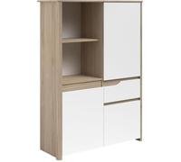 Bahut haut - BETTY - Blanc / Chêne - 3 portes - 1 tiroir - PARISOT