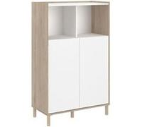 Parisot – Bahut haut MORPHOS – L 83,7 x P 40 x H 135 cm – Décor blanc/chêne – 2 portes