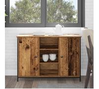 Bahut Rustique - vidaXL - Bois Ancien - Grand Rangement - Cadre Métallique