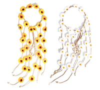 Bahwphry 2 PièCes Fleur Hippie Bandeau Couronne Florale éTé Tournesol Cheveux Accessoires pour 70 S BohèMe Costumes Style