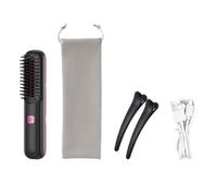 Bahwphry Brosse à Lisser les Cheveux Sans, Brosse à Lisser Portable, Peigne Chaud à Ions NéGatifs, Lisseur pour Femmes-Noir