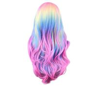 Bahwphry Perruque Arc en Ciel Colorée Perruque de Cosplay Européenne et Américaine dans la Perruque de Festival Fantôme de Fête de Cuir Chevelu de Simulation de Frange