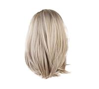 Bahwphry Perruque pour Dames Européennes et Américaines Dégradé Huit Franges Longueur D'Épaule Perruque Cheveux Courts Raides Perruque en Fibre Chimique