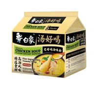 Bai Xiang Lot de 5 paquets de nouilles instantanées saveur soupe de poulet - 555 g
